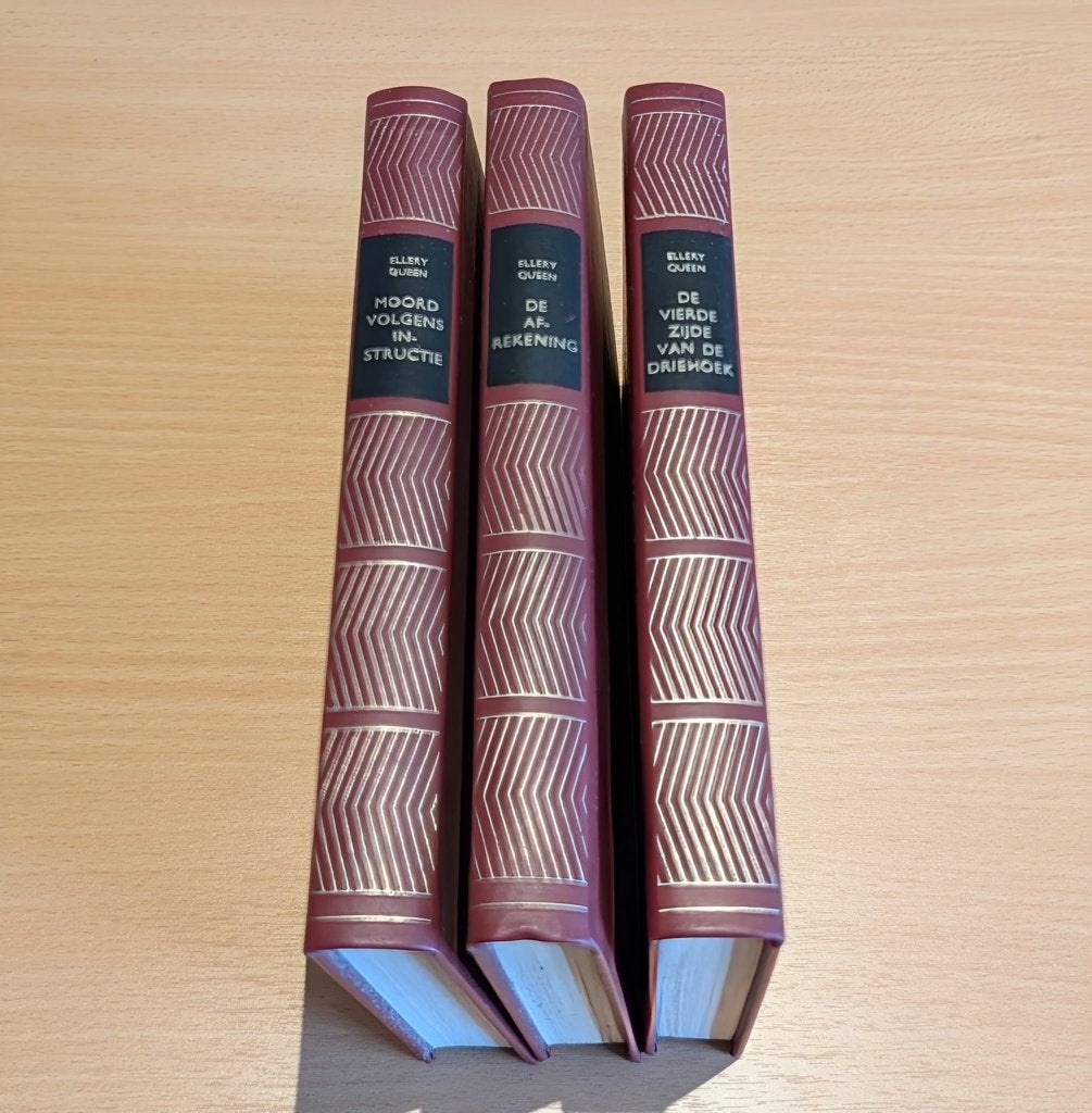 Ellery Queen boeken in lederen band, Antiek en Kunst, Ophalen