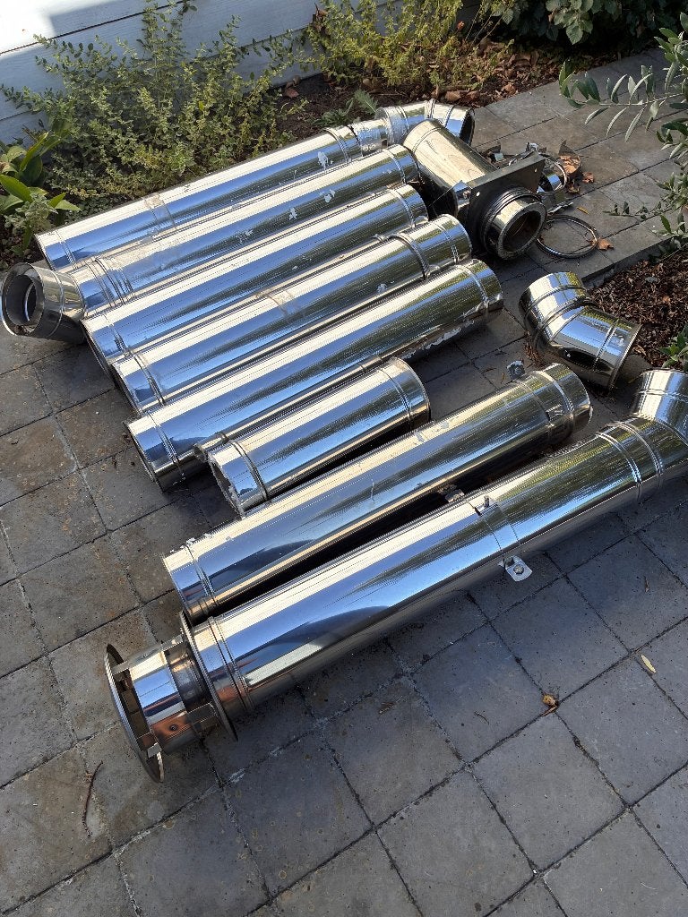 Compleet dubbelwandig RVS rookkanaal Ø 125 mm (binnenmaat), Inox, Enlèvement, 6 mètres ou plus, 80 mm ou plus