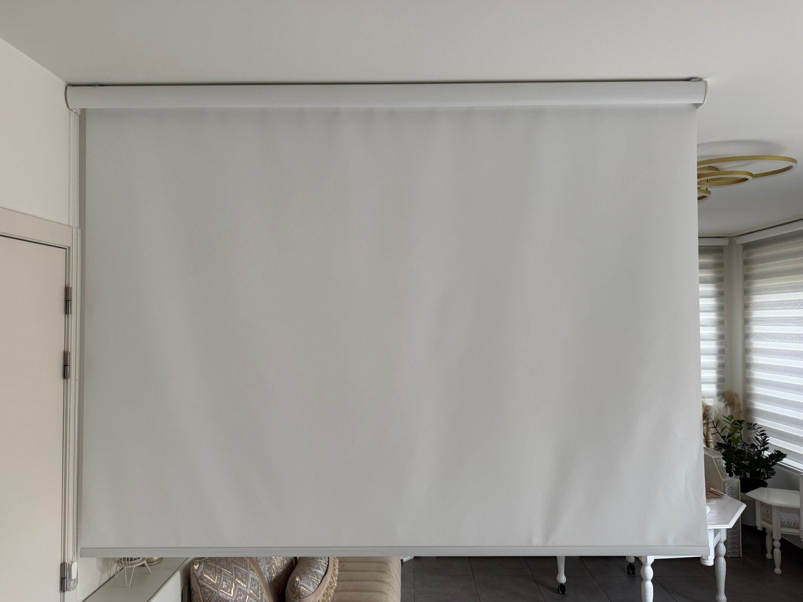 Grand store enrouleur blanc personnalisé — 197 x 274 cm, Maison & Meubles, Enlèvement, Comme neuf, Blanc, Store enrouleur