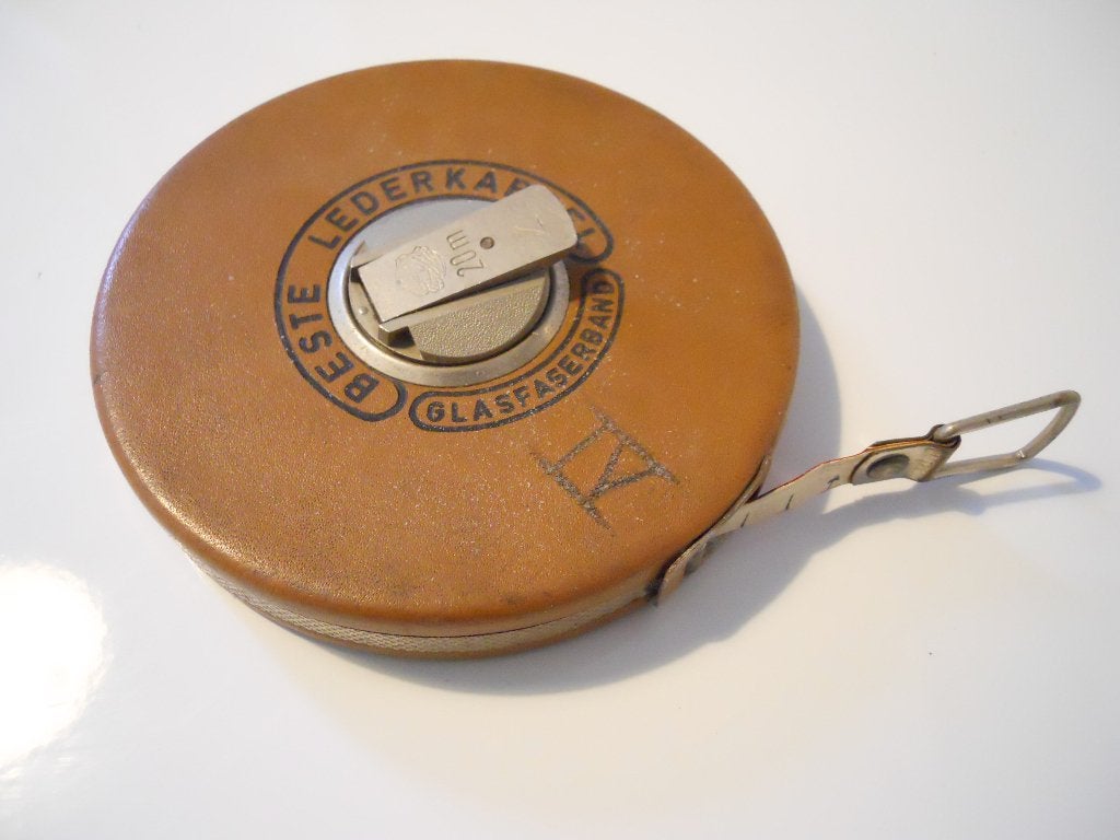 Oud meetlint van 20 meter „Beste Lederkapsel” — Vintage, Ophalen of Verzenden