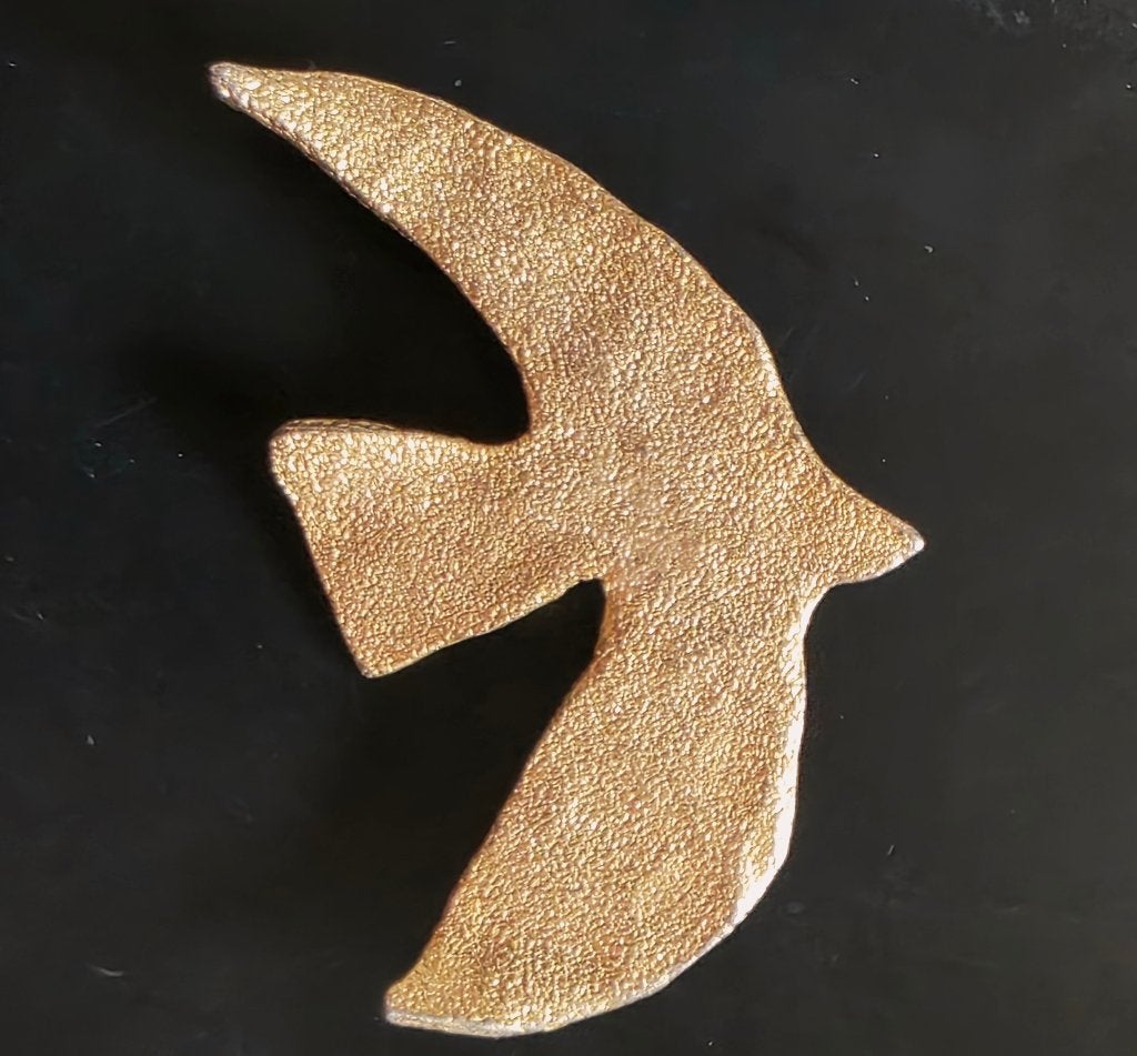 Cecile et Jeanne Paris verguld bronzen broche, Brons, Ophalen of Verzenden, Zo goed als nieuw, Goud
