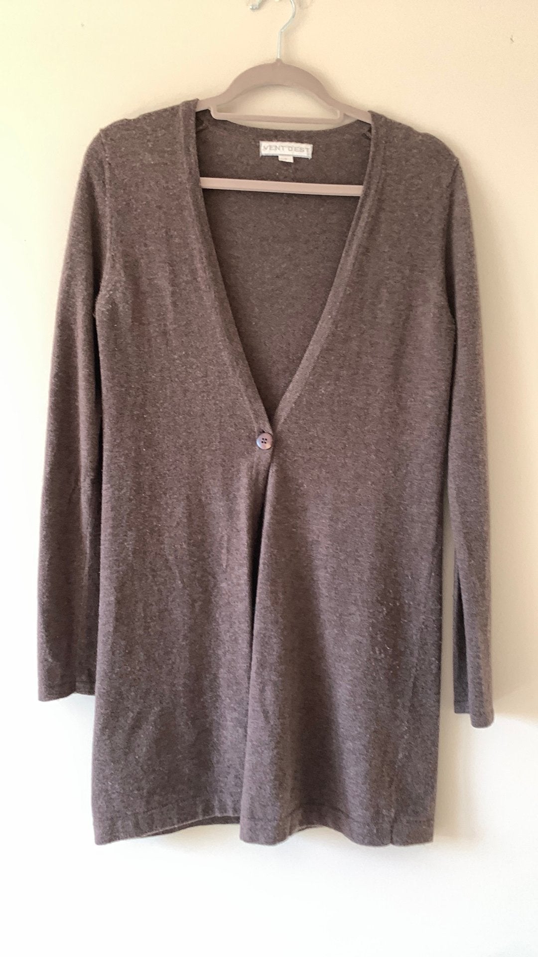 Mooi enseble jurk en lange gilet, Kleding | Dames, Kostuum of Pak, Bruin, Ophalen of Verzenden, Maat 36 (S)