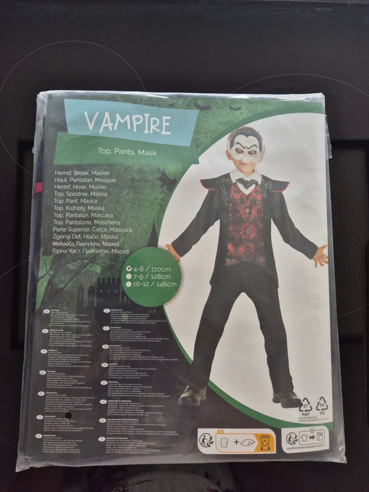 Pentone Creations driedelig vampierkostuum voor kind 110 cm, Enfants & Bébés, Costumes de carnaval & Déguisements, Enlèvement ou Envoi