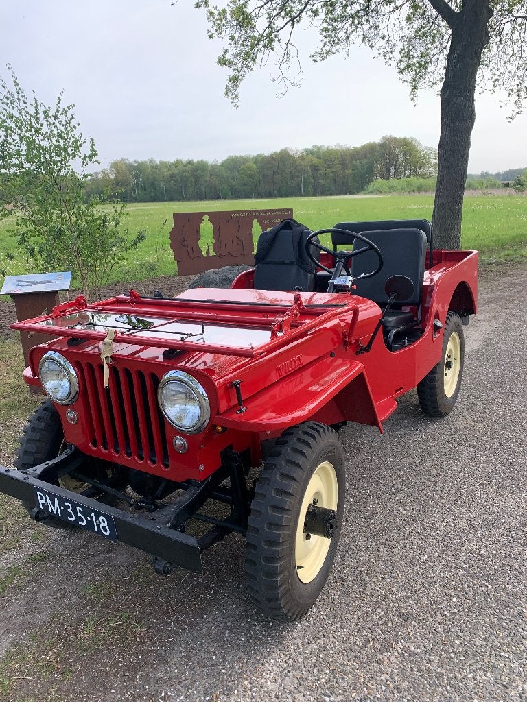 Willys CJ2A 1947, ROOD, Auto's, 4 zetels, Zwart, 4 cilinders, Handgeschakeld