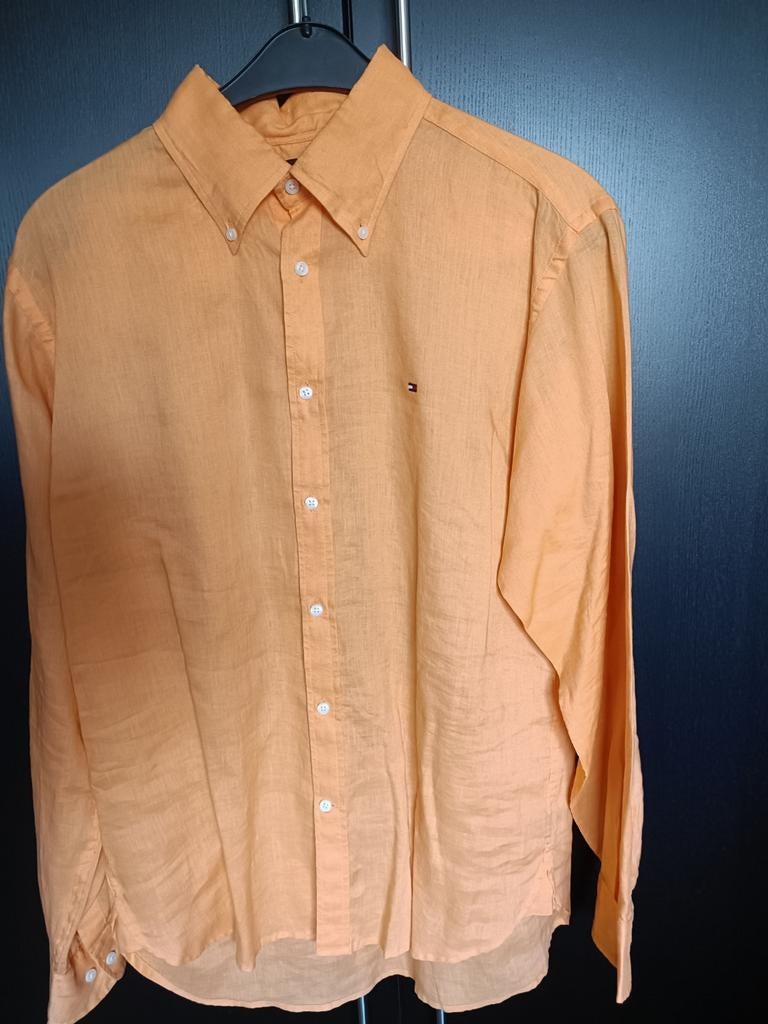 Chemise en lin orange Tommy Hilfiger taille L, XL, Vêtements | Hommes, Neuf, Tour de cou 41/42 (L), Enlèvement ou Envoi, Tommy hilfiger