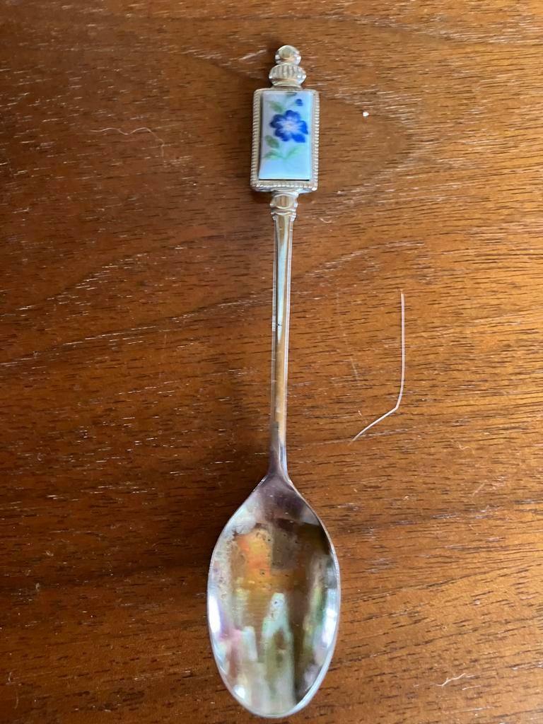 Lepeltje Japan stainless met potseleinen bloem, Ophalen