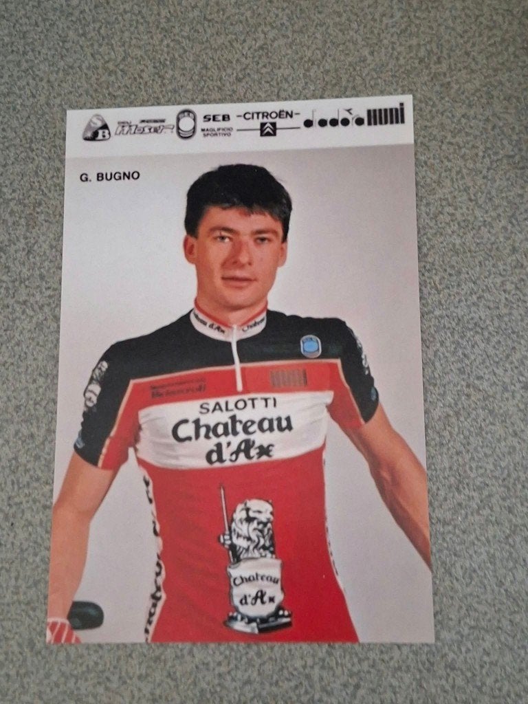 Foto (Repro) Gianni Bugno / Château d'Ax 1988, Enlèvement ou Envoi, Comme neuf, Affiche, Image ou Autocollant