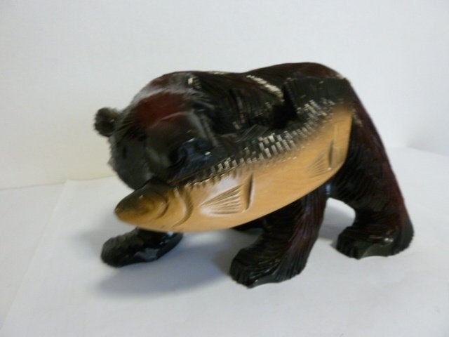 Houten gesculptuurde beer (Japan -Hokkaido eiland) 30cm, Mammifère, Autres styles, Bois, Enlèvement ou Envoi