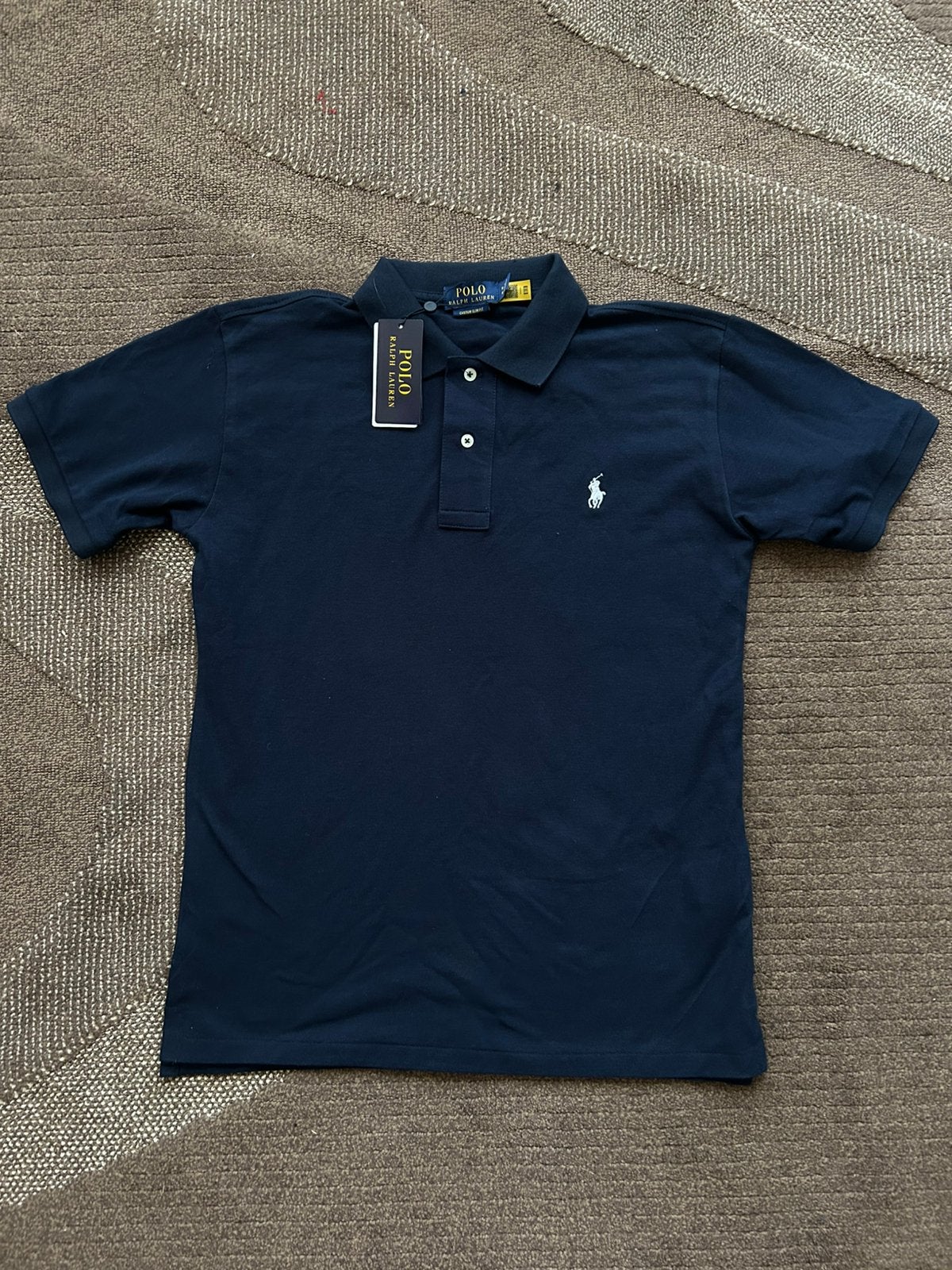 Polo Ralph Lauren Custom Slim Fit Polo Navy, Kleding | Heren, Polo's, Ophalen of Verzenden, Nieuw, Maat 48/50 (M), Blauw