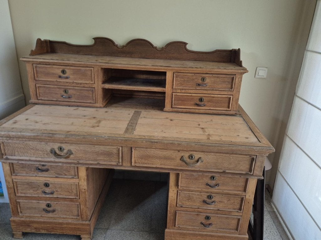 oude bureau, Ophalen, Opbergruimte, Gebruikt, Hout