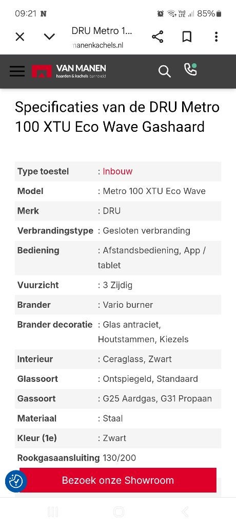 DRU gashaard, Ophalen, Zo goed als nieuw, Vrijstaande haard, Gashaard