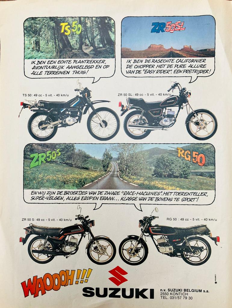Vintage reclame Suzuki brommers, Enlèvement ou Envoi, Comme neuf