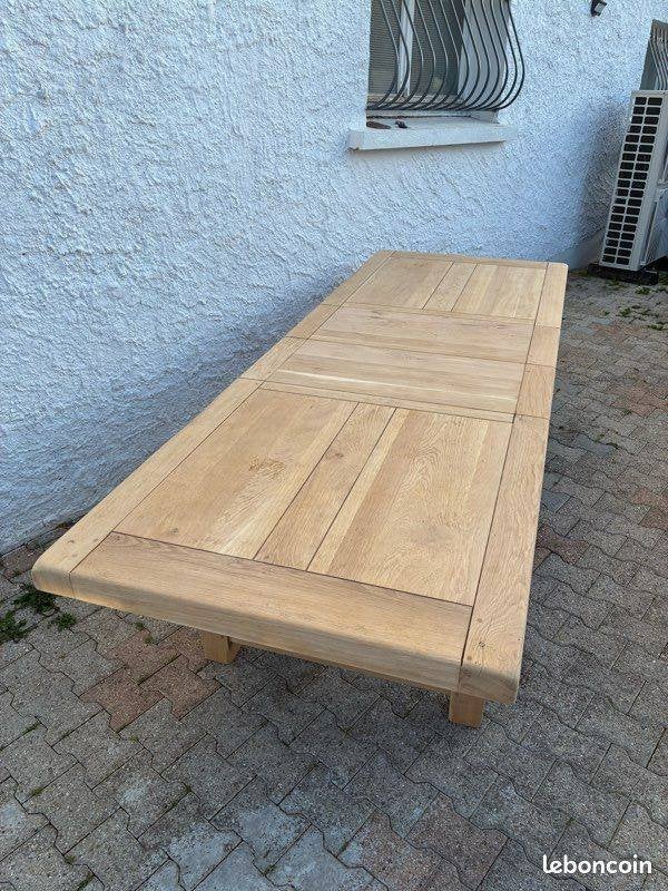 Table de ferme en chêne massif avec rallonges, Ophalen of Verzenden
