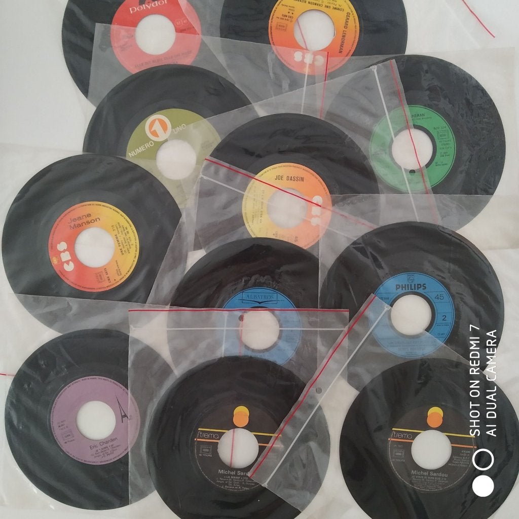 45t lot de 11 (Sardou, Barrière, Manson, Roussos, Dassin,..., Enlèvement ou Envoi, 7 inch, Autres genres, Utilisé