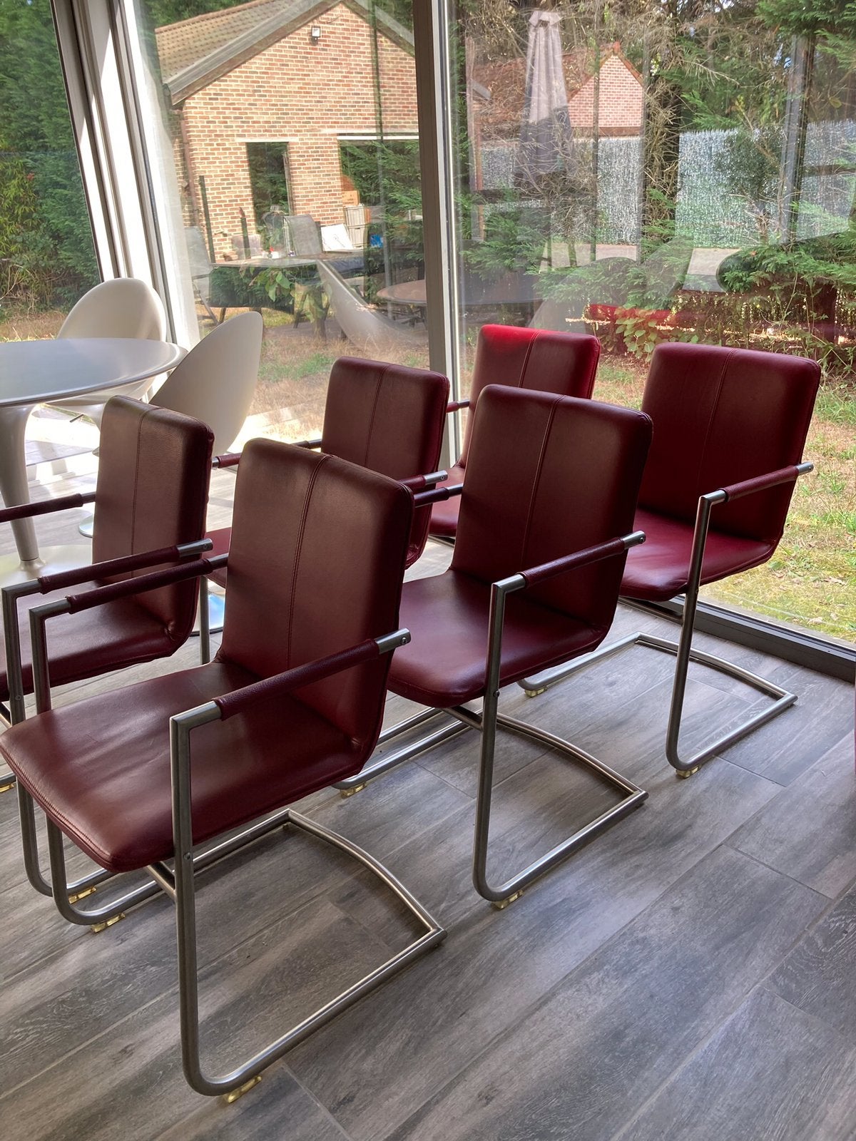 6 chaises en cuir véritable à vendre, Maison & Meubles, Chaises, Enlèvement, Utilisé, Cuir, Cinq, Six Chaises ou plus