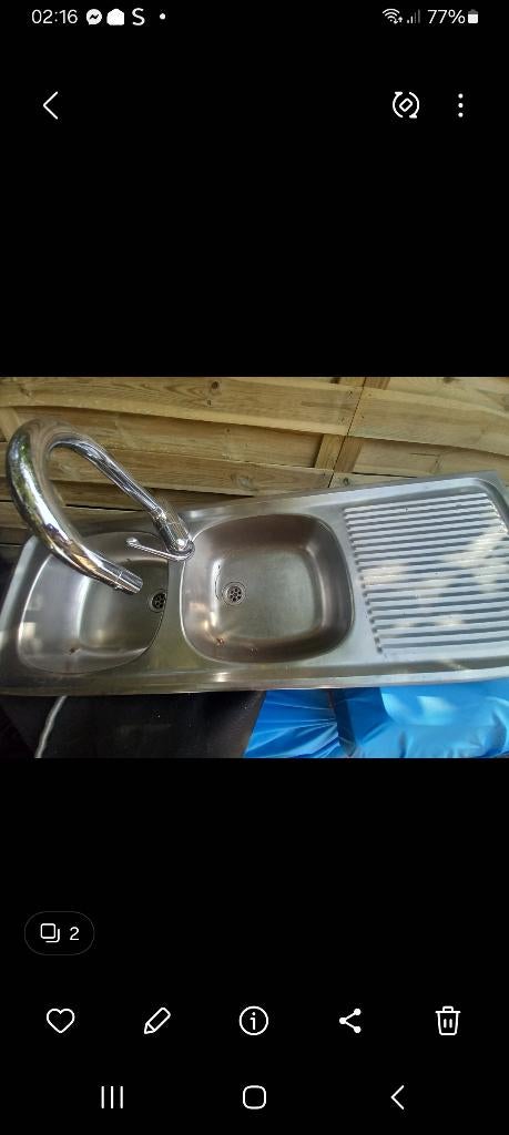 Dubbele spoelbak, Huis en Inrichting, Keuken | Keukenelementen, Ophalen, Gebruikt, Grijs