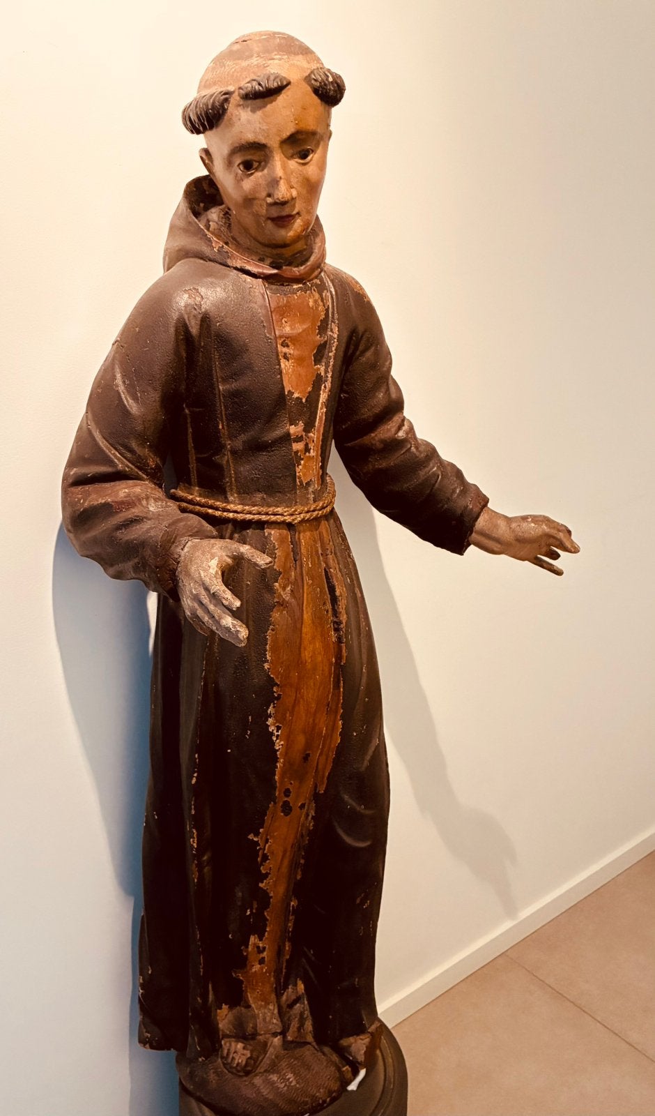 Antiek houten beeld van pater/monnik, Antiek en Kunst, Ophalen
