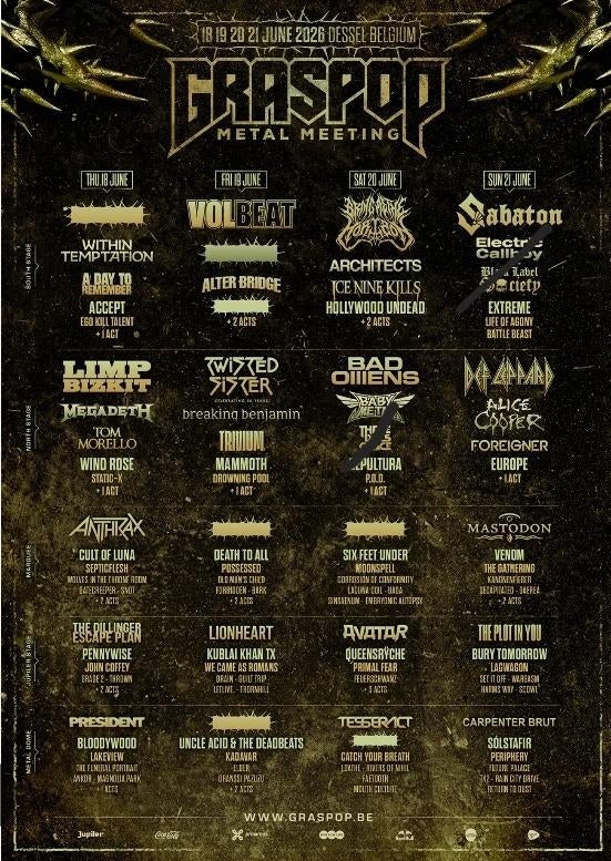 2 Tickets GRASPOP Zat 20/06/26, Deux personnes