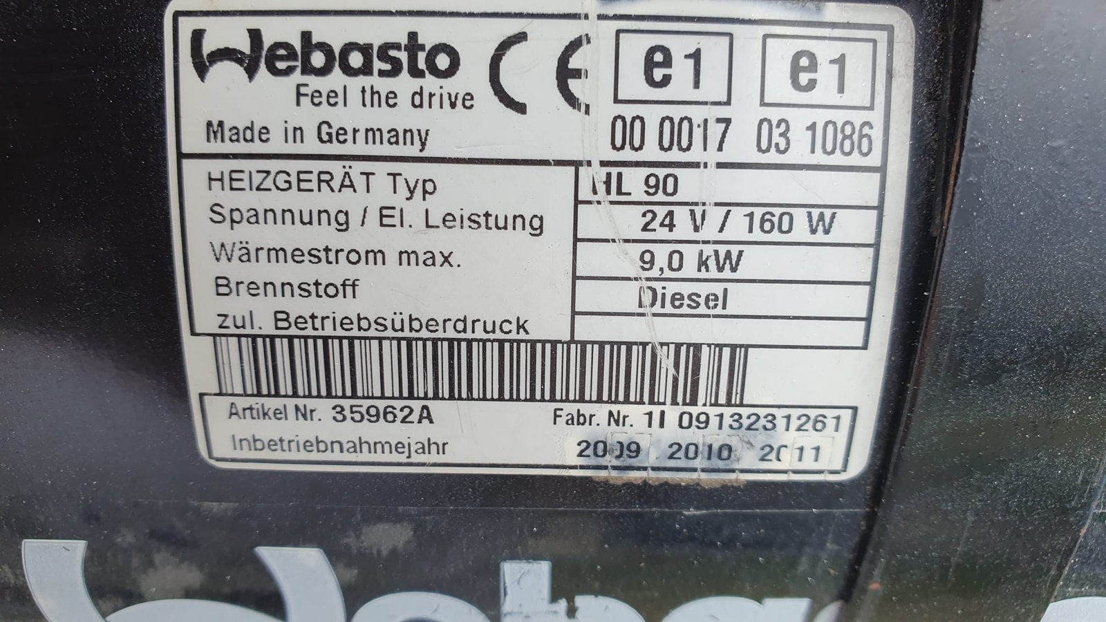 Webasto pour bateau ou bus, Enlèvement, Comme neuf
