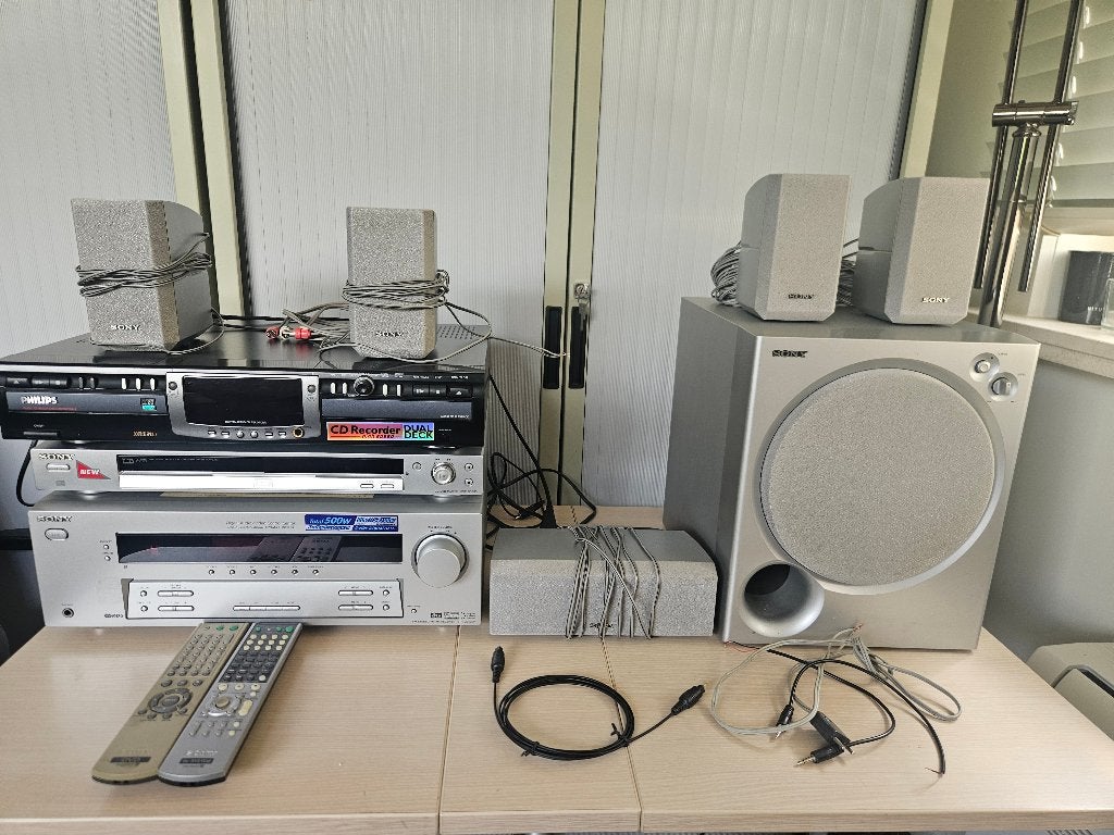 Hifi surround cinema Sony DVD + Philips CD player/recorder, Ophalen, 70 watt of meer, Sony, Dvd-speler