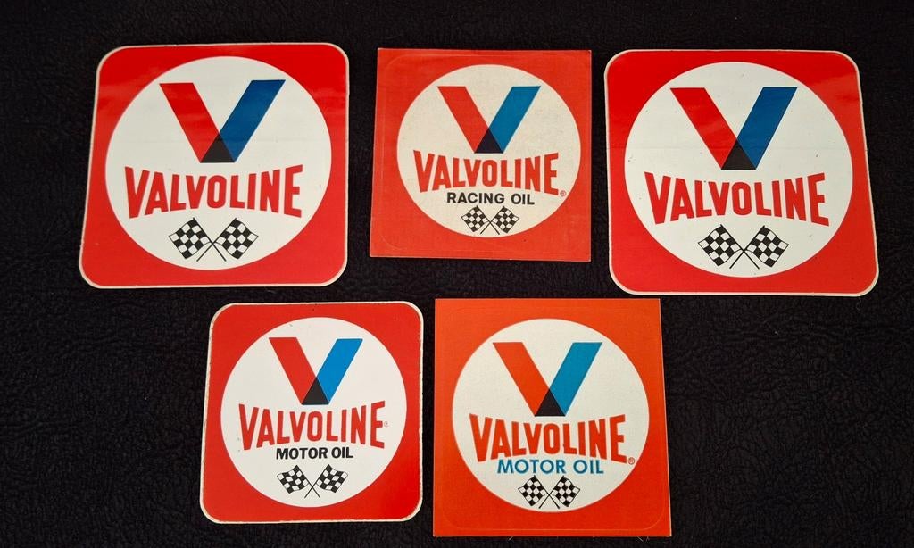 Lot vintage stickers motor oil olie racing team Valvoline, Verzamelen, Ophalen of Verzenden, Zo goed als nieuw, Auto of Motor