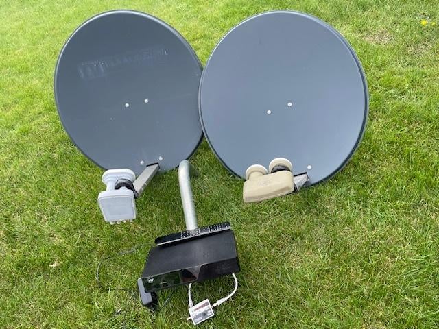 Satelietschotel met Duo LNB, muurbeugel, TV-vla, Ophalen