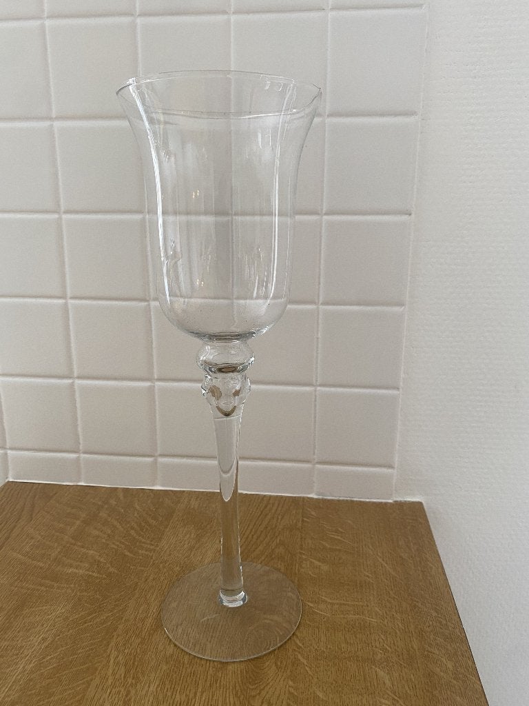 Glazen kaarsenhouder op voet, Maison & Meubles, Sur pied, Verre, Utilisé, Transparent