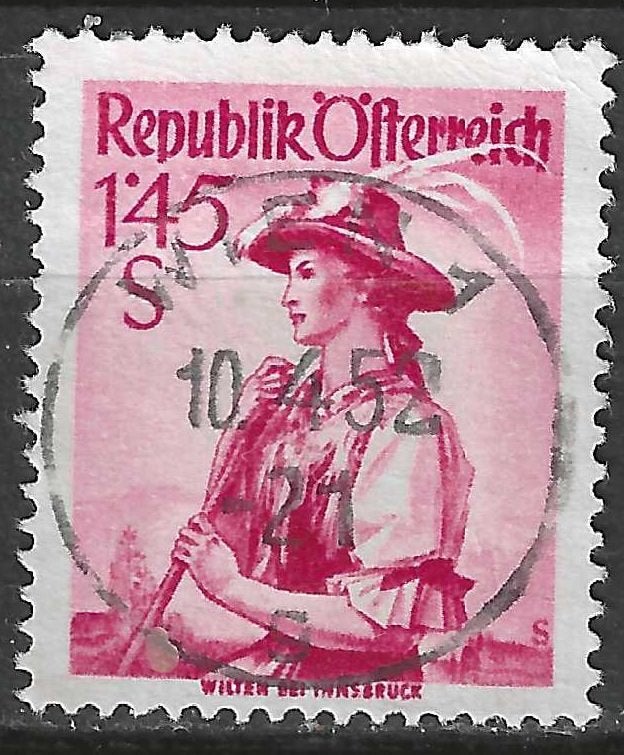 Autriche 1951/1952 - Yvert 802 - Costumes (ST), Envoi, Affranchi