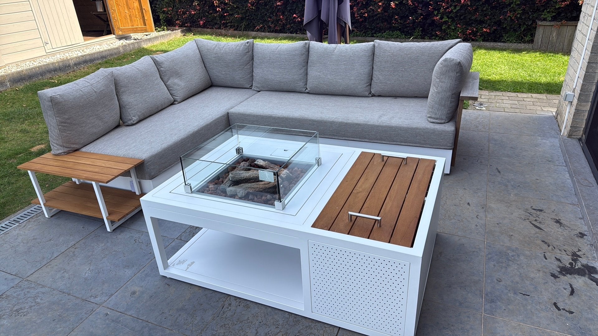 Ensemble de jardin +- 3m sur 2,5m, Table à dinner, Salons de jardin, Aluminium, Enlèvement