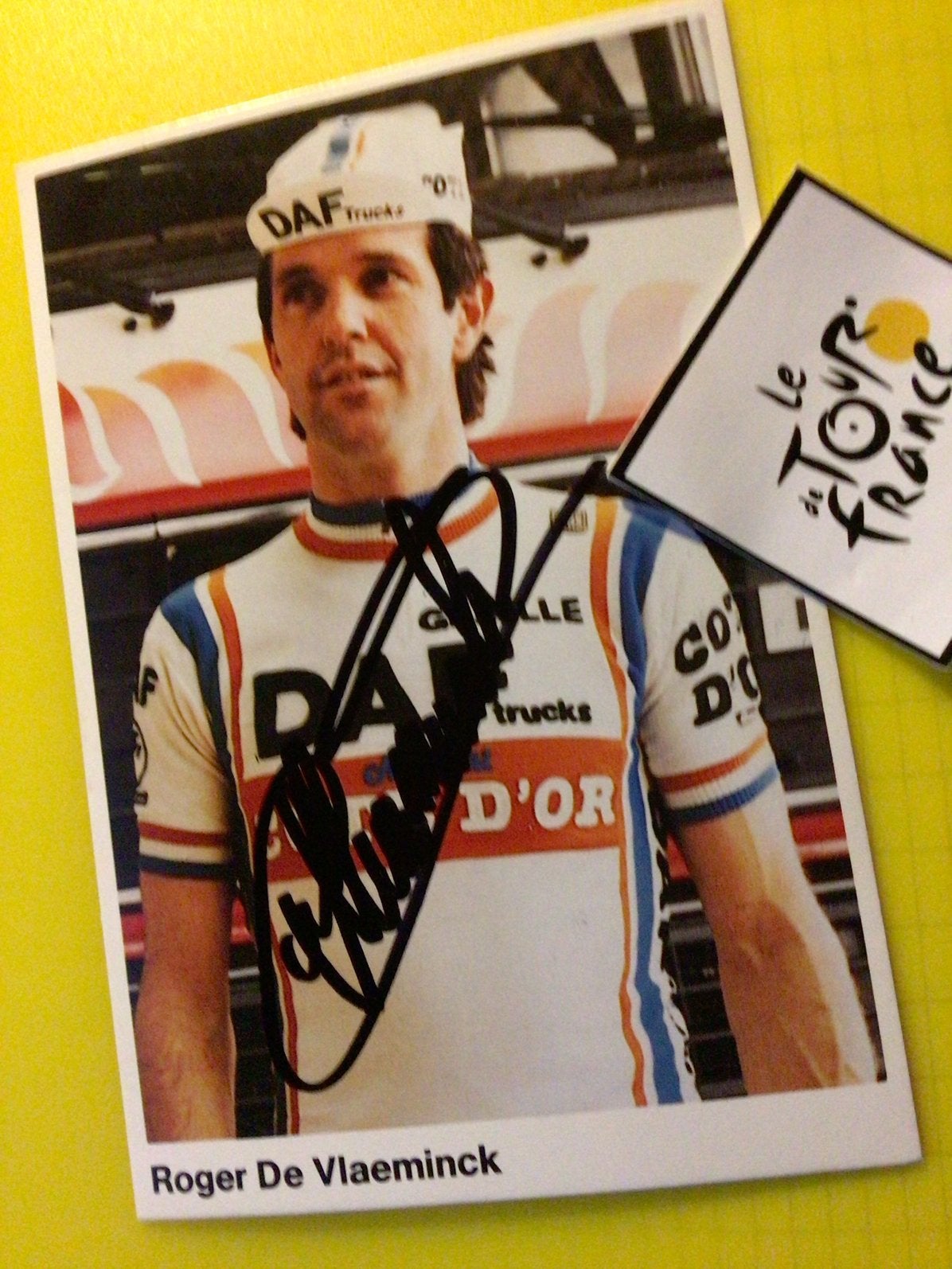 wielerkaart   team daf  roger  de vlaeminck  signe, Verzenden, Zo goed als nieuw