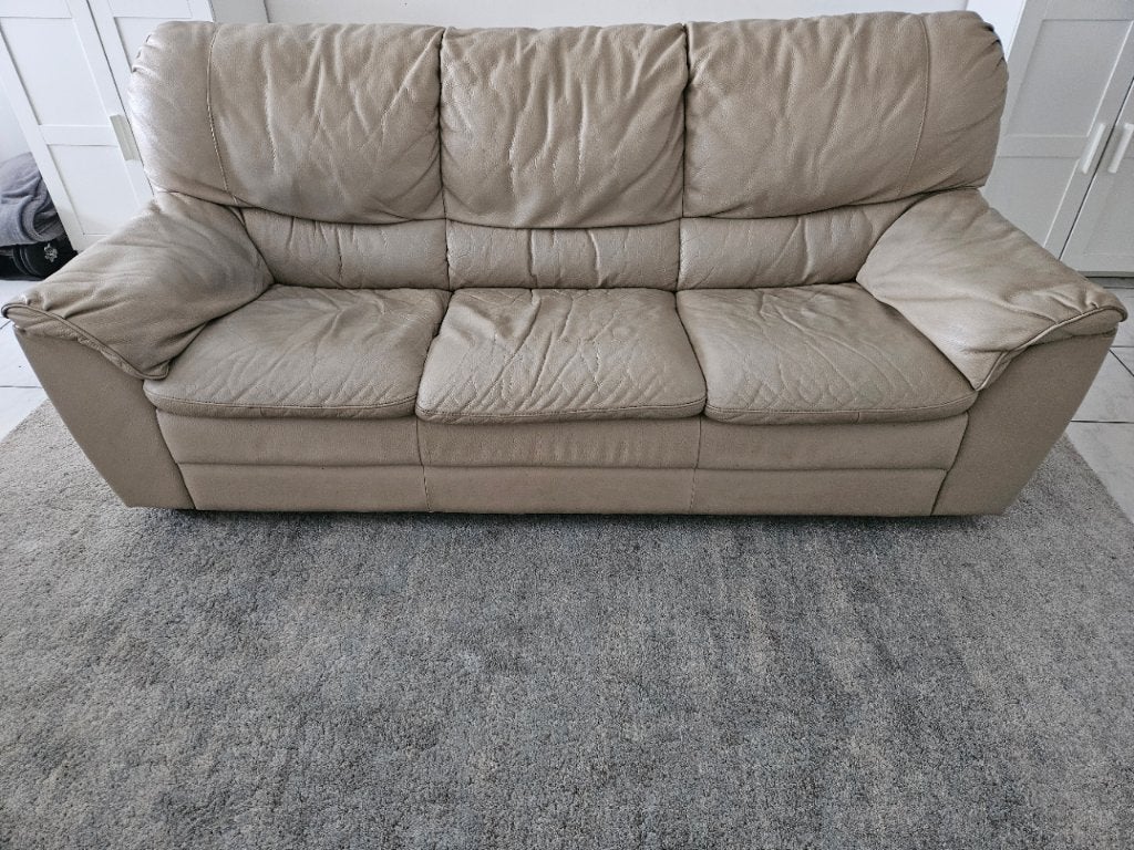 Lederen bank 3 zit Italsofa, Ophalen, Leer