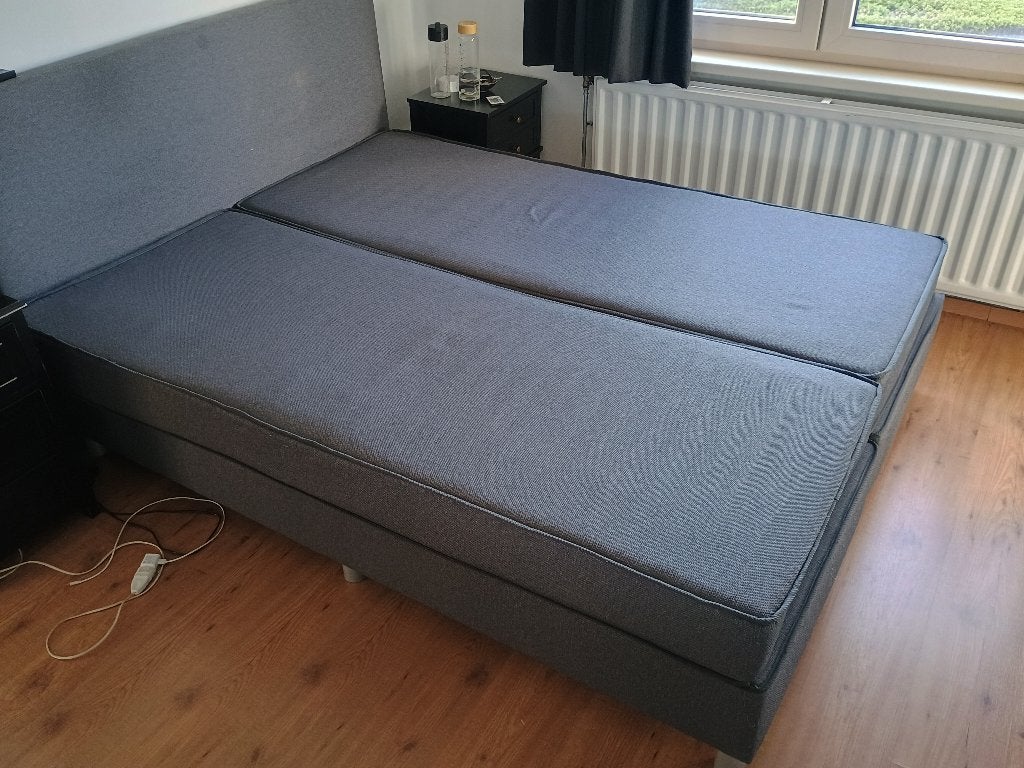 Boxspring 200x160, Gris, Enlèvement, Utilisé, 200 cm