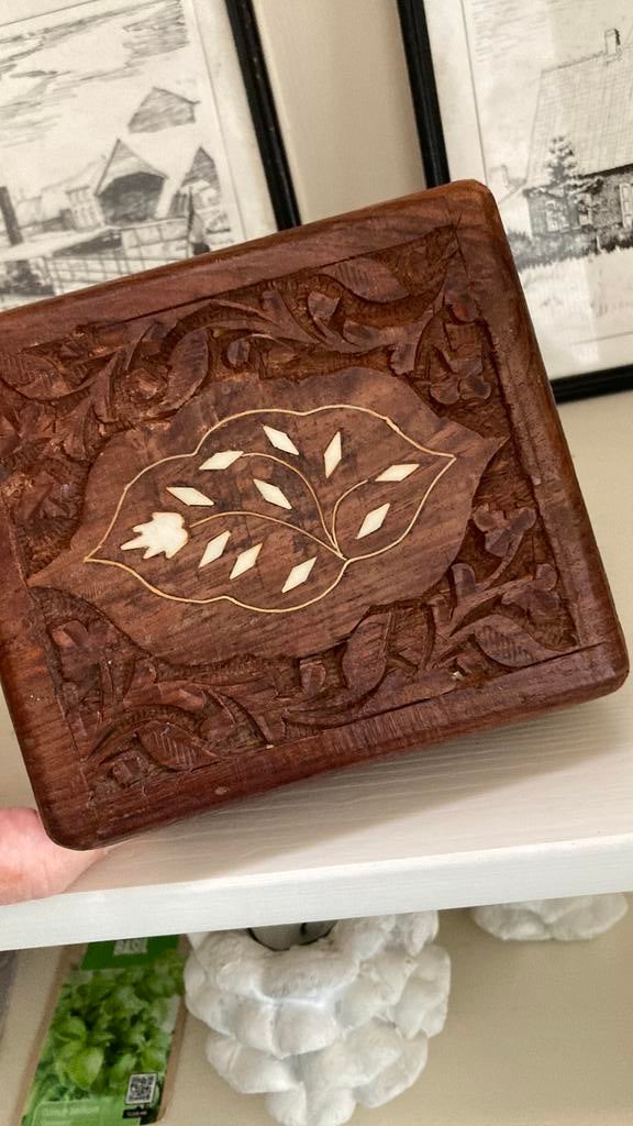 Houten kistje, Huis en Inrichting, Woonaccessoires | Kisten, Ophalen, Minder dan 50 cm, Minder dan 50 cm, Zo goed als nieuw