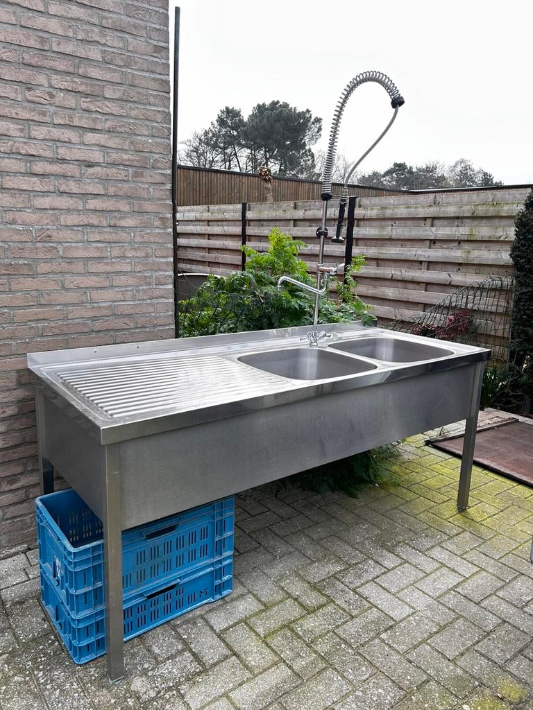 Rvs wastafel, Ophalen, Gebruikt