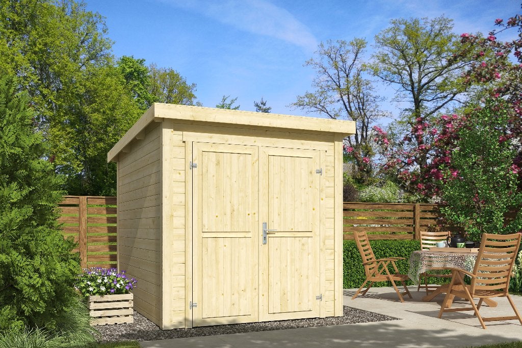Blokhut Sara 200x200 Onbehandeld vuren, Verzenden, Nieuw