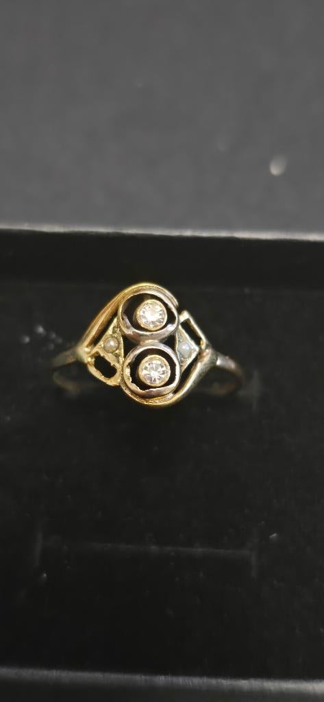 18-karaats ring, Ophalen, Gebruikt, 17 tot 18, Met edelsteen