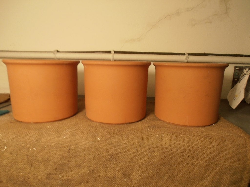 3 terracotta potten, Tuin en Terras, Ophalen, Zo goed als nieuw, Terracotta