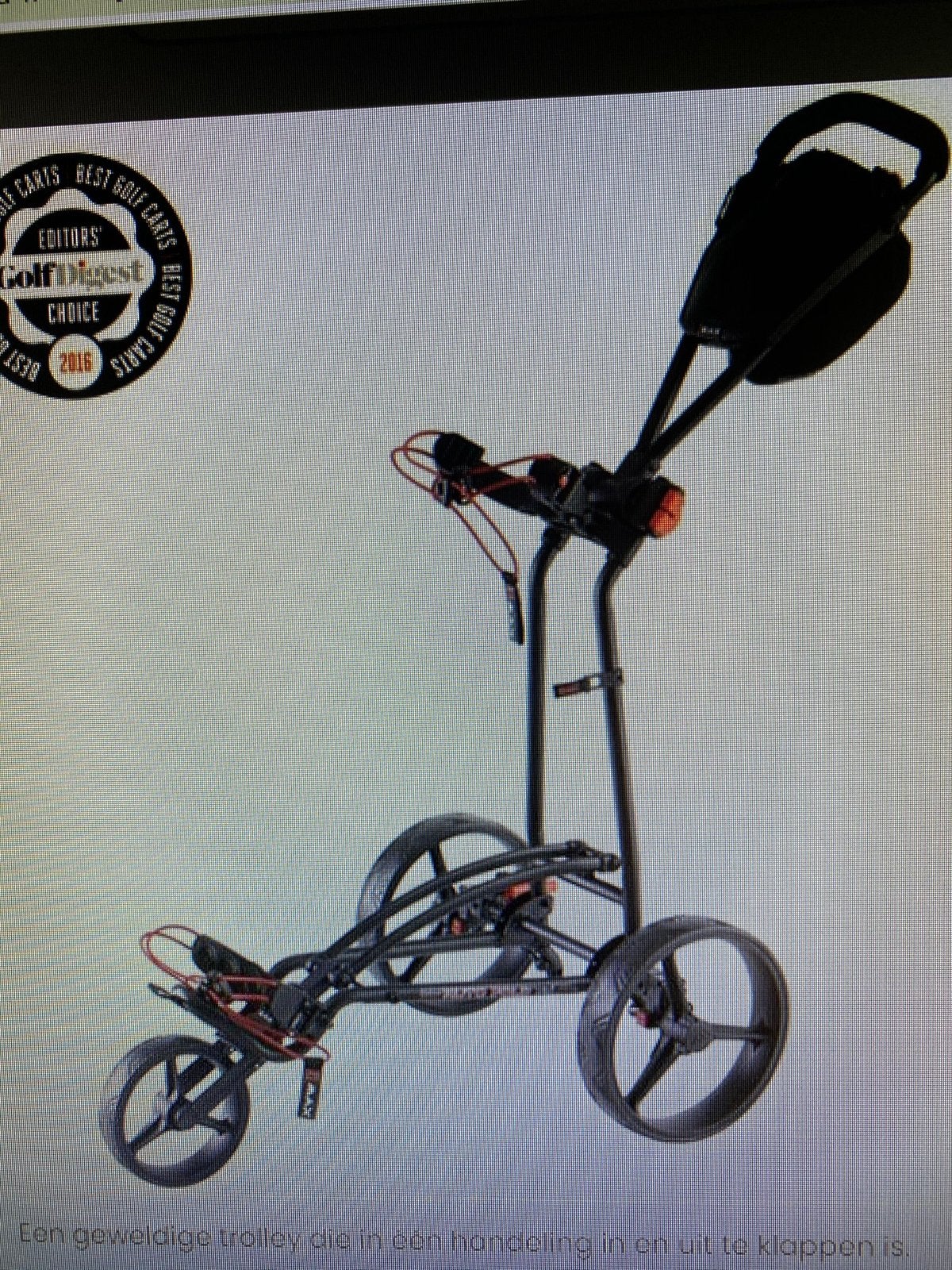 Chariot de golf, pliage automatique. 2 pièces. Comprend sac, Sports & Fitness, Golf, Enlèvement, Utilisé, Voiturette de golf, Autres marques