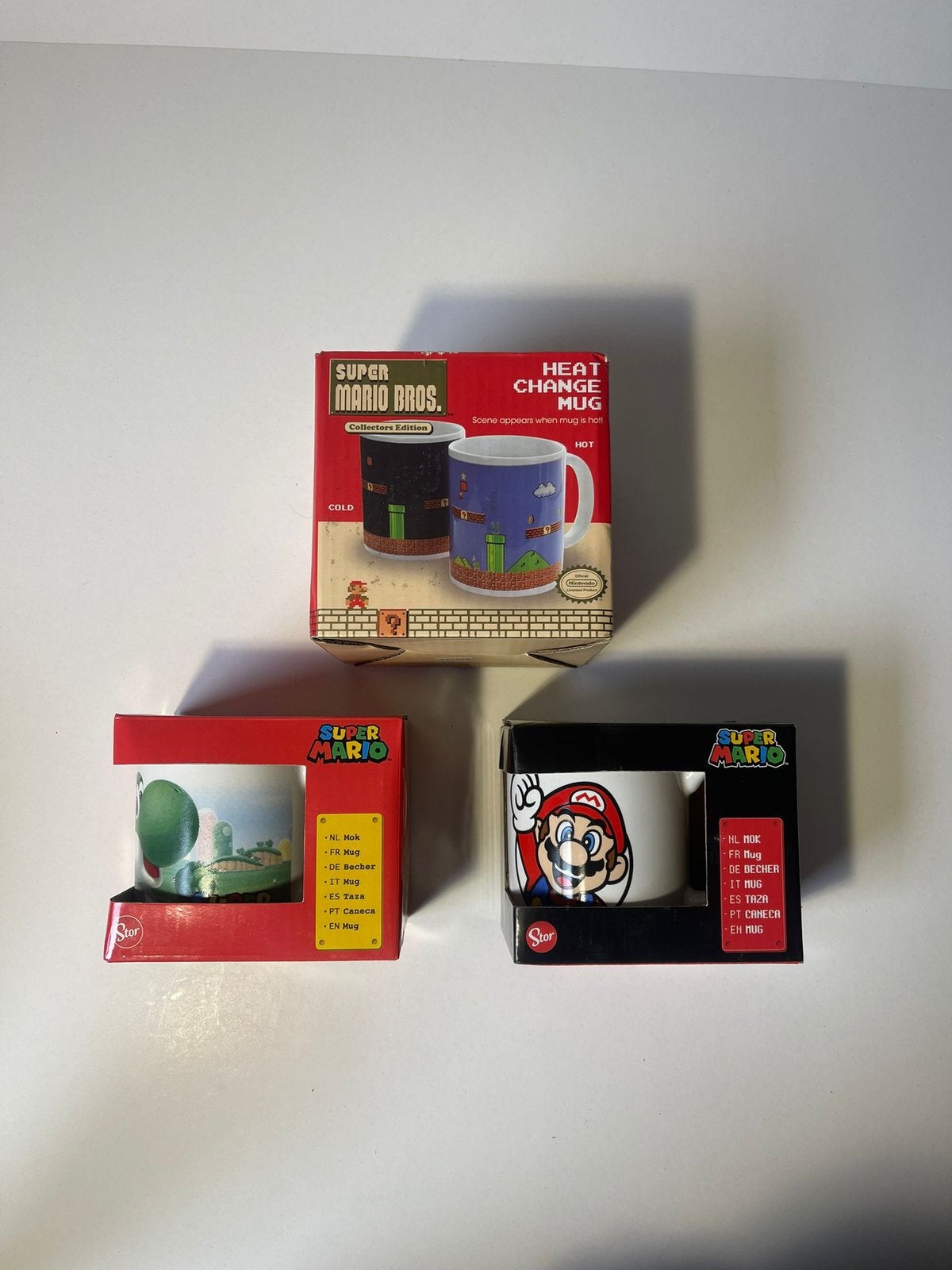 Super Mario mokken set (3 stuks), Ophalen of Verzenden, Zo goed als nieuw, Overige stijlen, Kop(pen) en/of Schotel(s)