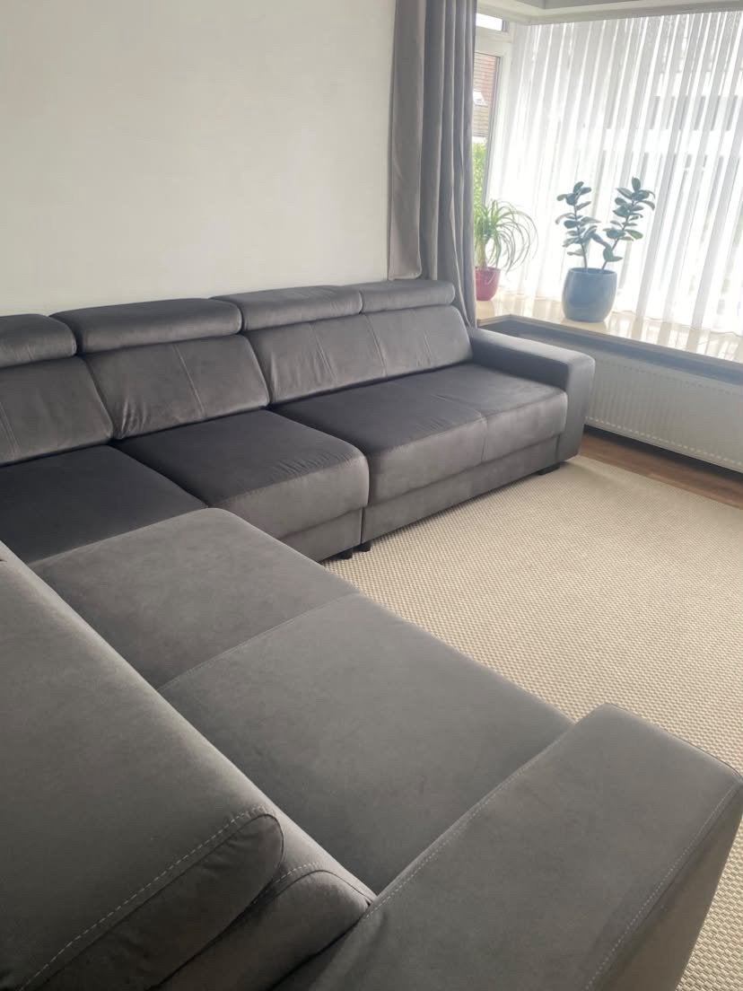 Grijze zetel - L-hoek, Ophalen, Gebruikt, Stof
