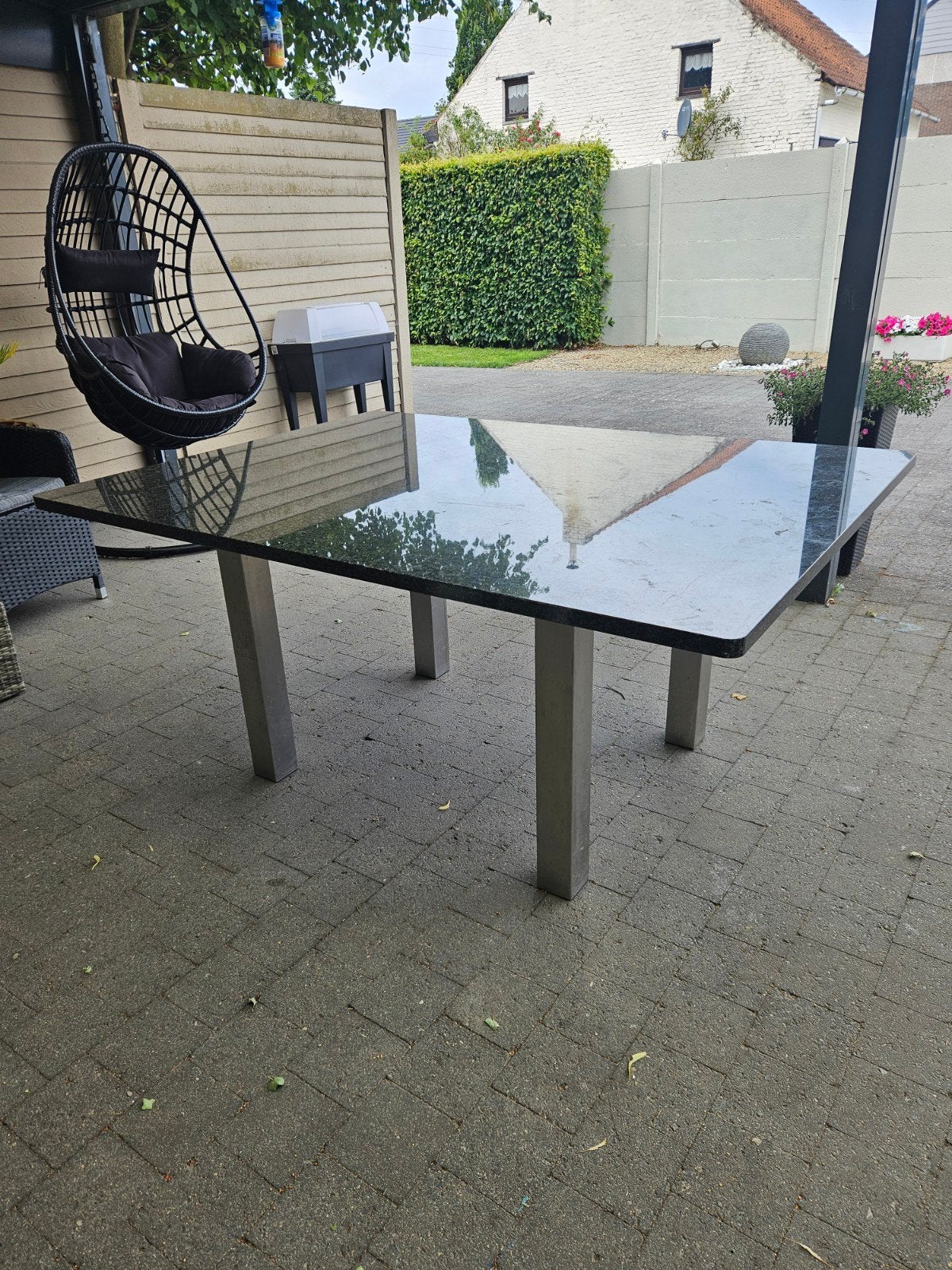 granieten tafel met inoxe voet, Tuin en Terras, Ophalen