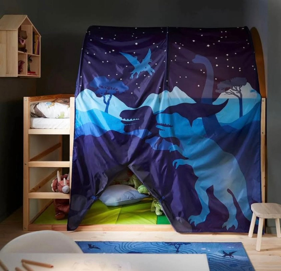 Tente de lit IKEA KURA – Motif Dinosaures (Bleu), Enfants & Bébés, Enlèvement, Neuf