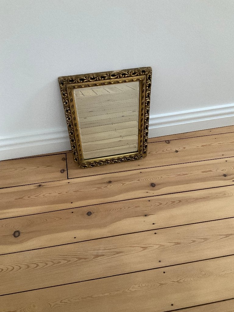 Kleine spiegel met goudkleurig kader, Ophalen, Minder dan 50 cm, Gebruikt, Minder dan 100 cm