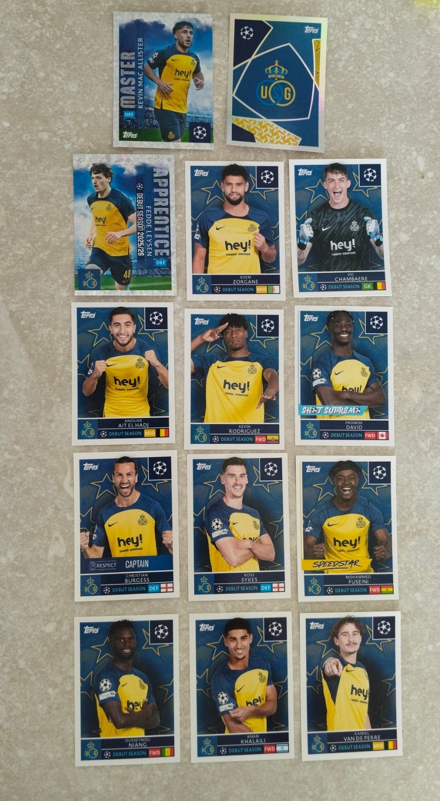 14 Topps Champions League stickers union 2025/2026, Enlèvement ou Envoi