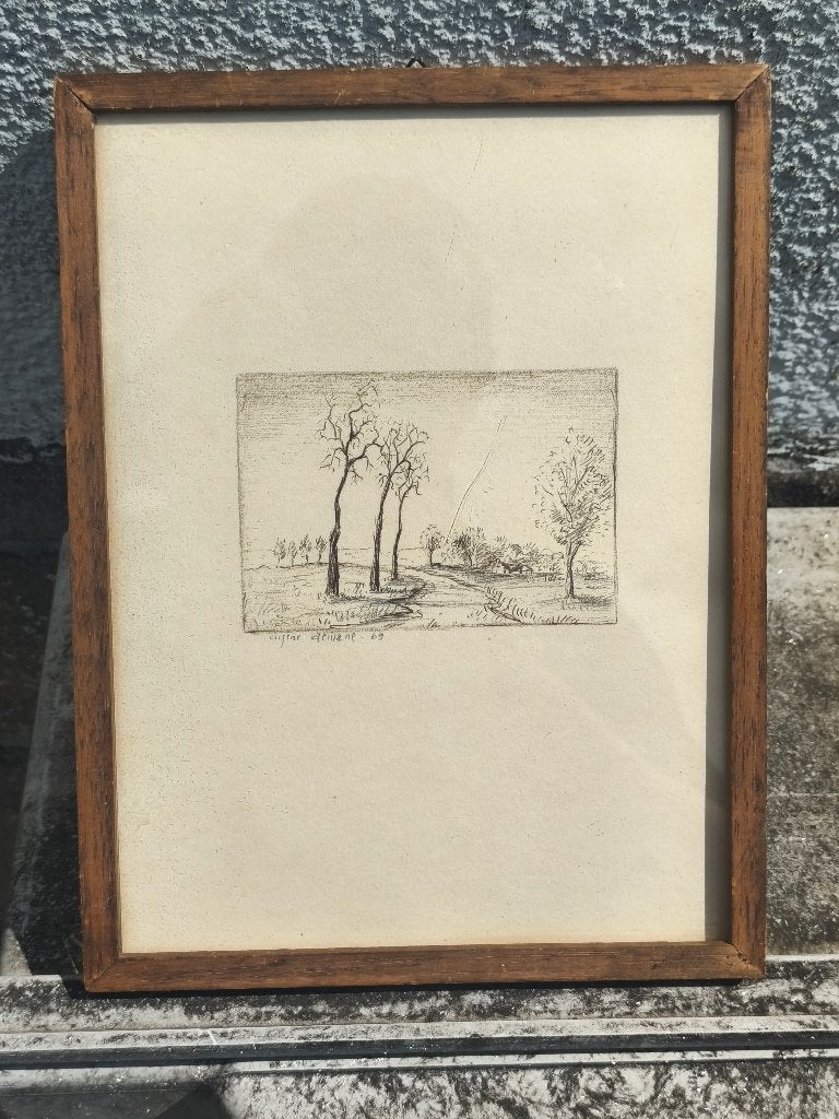 Dessin signe Eugène demane, Ophalen of Verzenden, Tekening