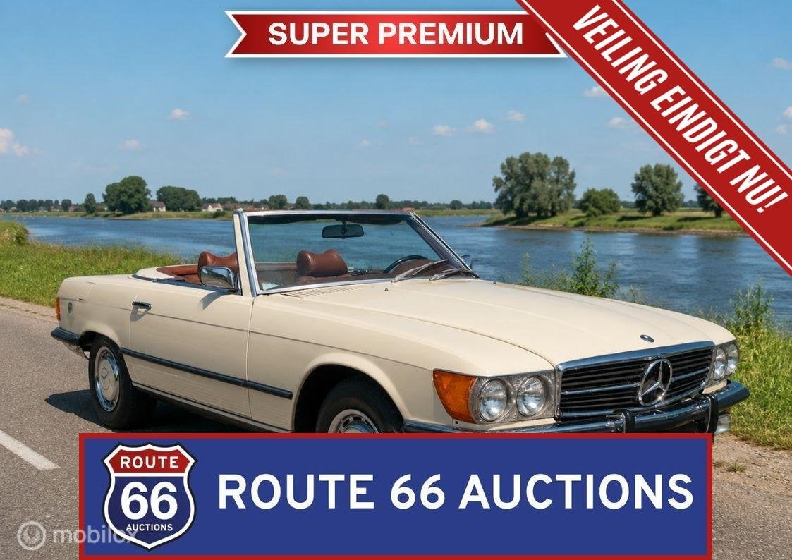 Mercedes Benz 350 SL | 1972 | Route 66 Auctions, Zwart, Mercedes-Benz, Bedrijf, Handgeschakeld