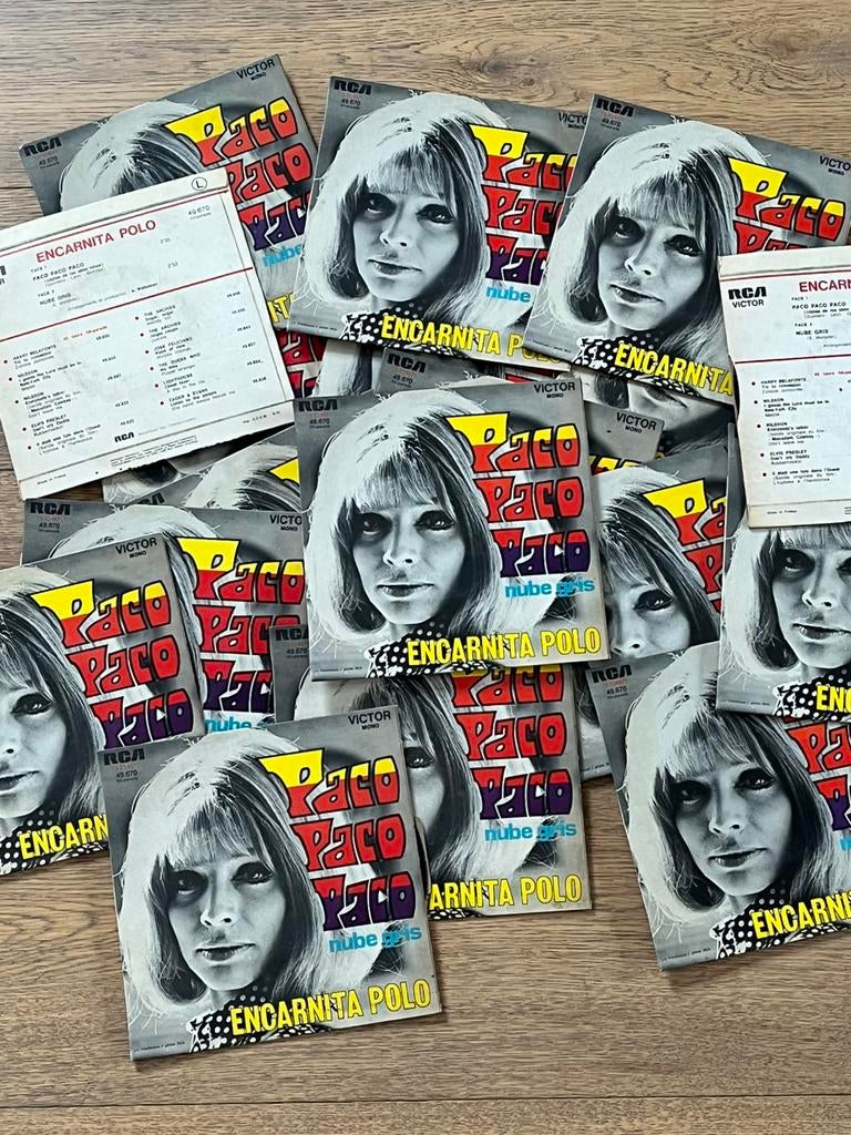 Lot de 18 vinyles single Encarnita Polo ‎Paco Paco Paco, Enlèvement ou Envoi, Comme neuf, Single