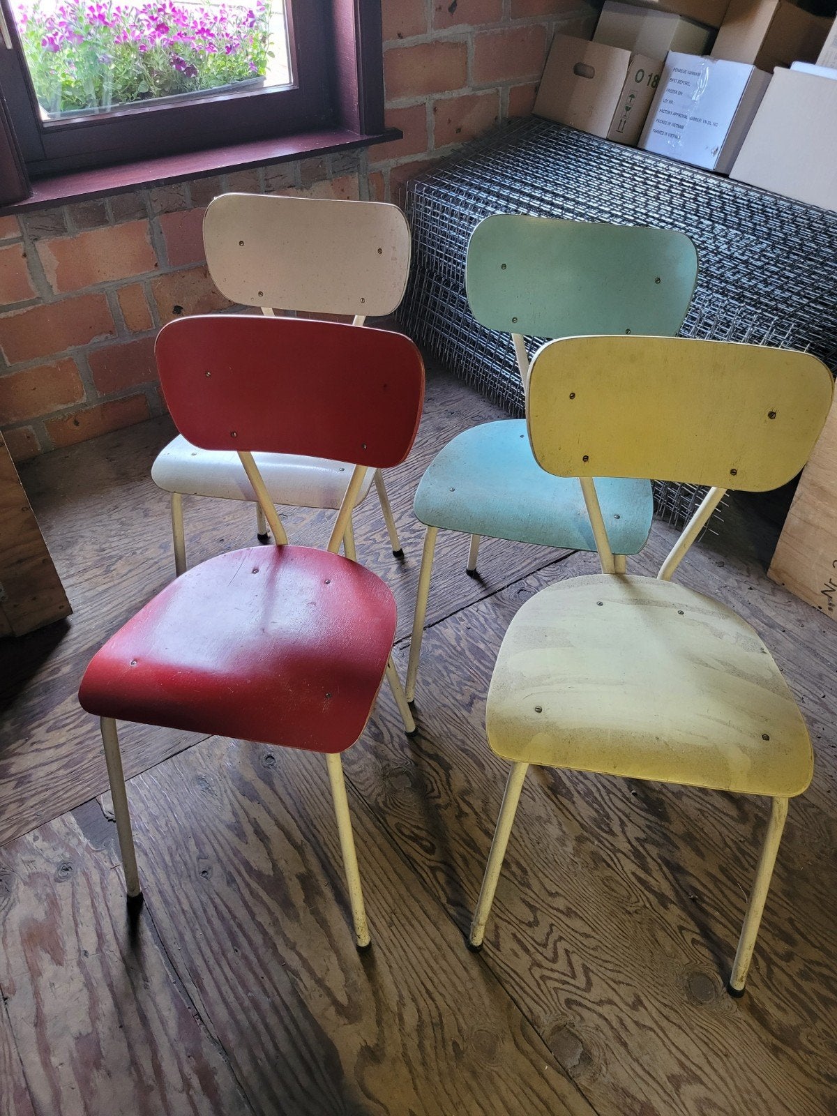 4 keukenstoelen, Ophalen, Gebruikt, Vintage jaren 60, Vier