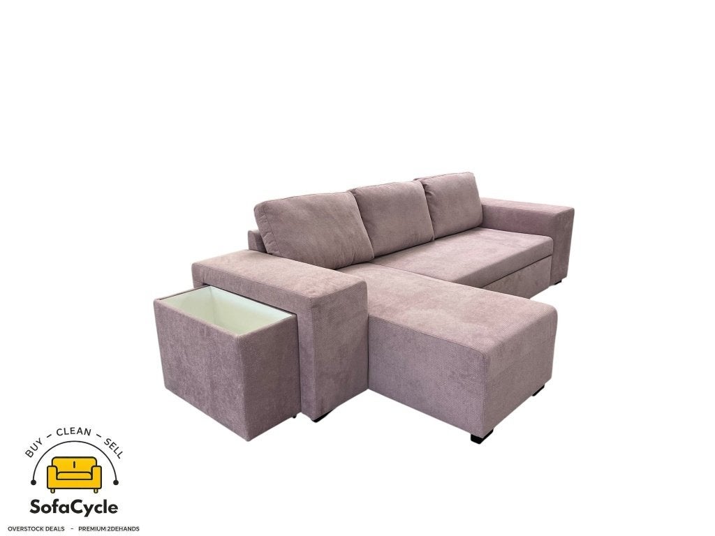 Fauteuil d'angle en tissu rose avec fonction couchage, Neuf, Enlèvement ou Envoi, SofaCycle VOF, Info@sofacycle.be