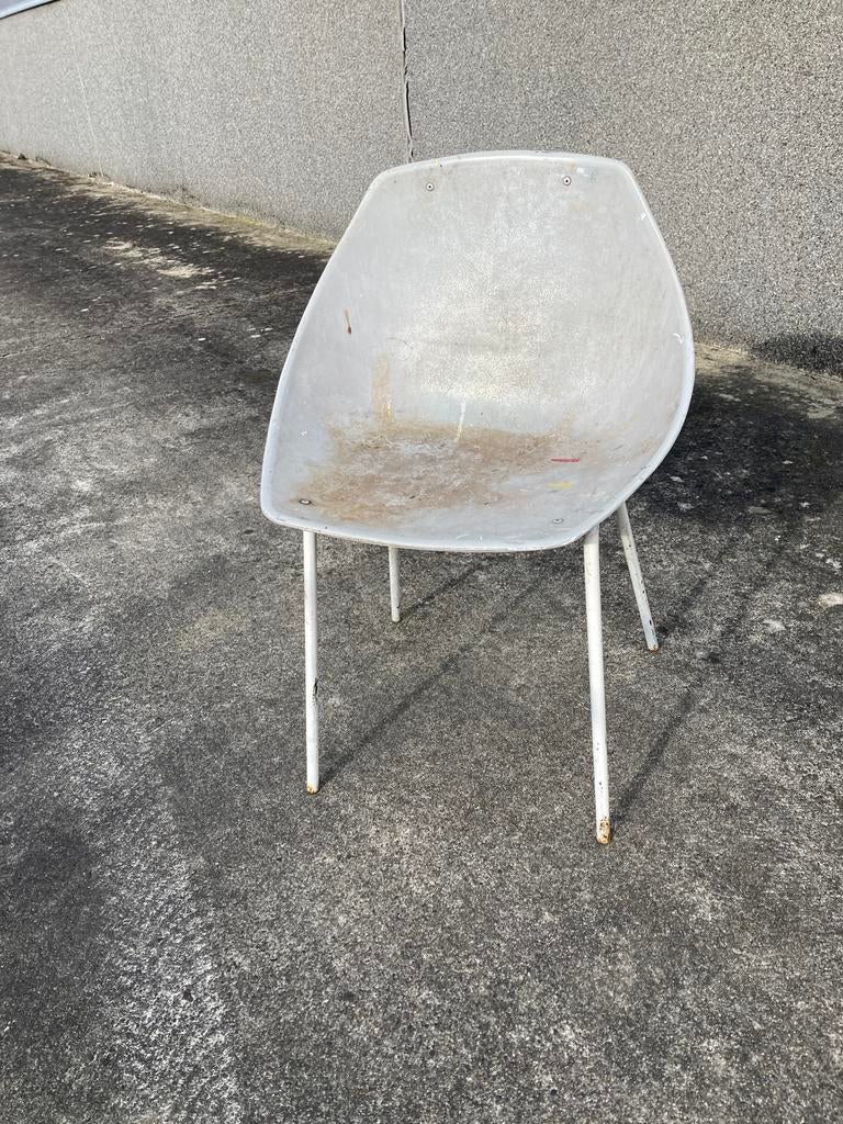 vintage meurop schelpstoel, Ophalen, Gebruikt, Grijs, Design 1960